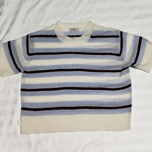 J. Crew Blue and Cream Striped Sweater